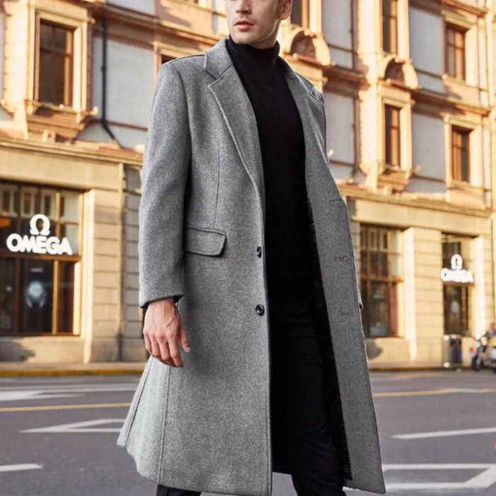 Plus Size Long Windbreaker Coat Slim Fit Double Breasted Lapel Casual Windbreaker Retro Fashion Slim Versatile 2