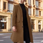 Plus Size Long Windbreaker Coat Slim Fit Double Breasted Lapel Casual Windbreaker Retro Fashion Slim Versatile 3