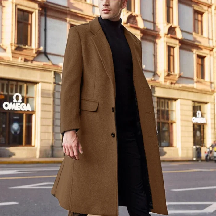 Plus Size Long Windbreaker Coat Slim Fit Double Breasted Lapel Casual Windbreaker Retro Fashion Slim Versatile 3