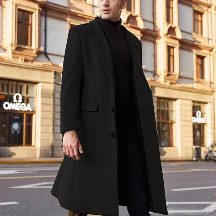 Plus Size Long Windbreaker Coat Slim Fit Double Breasted Lapel Casual Windbreaker Retro Fashion Slim Versatile 4