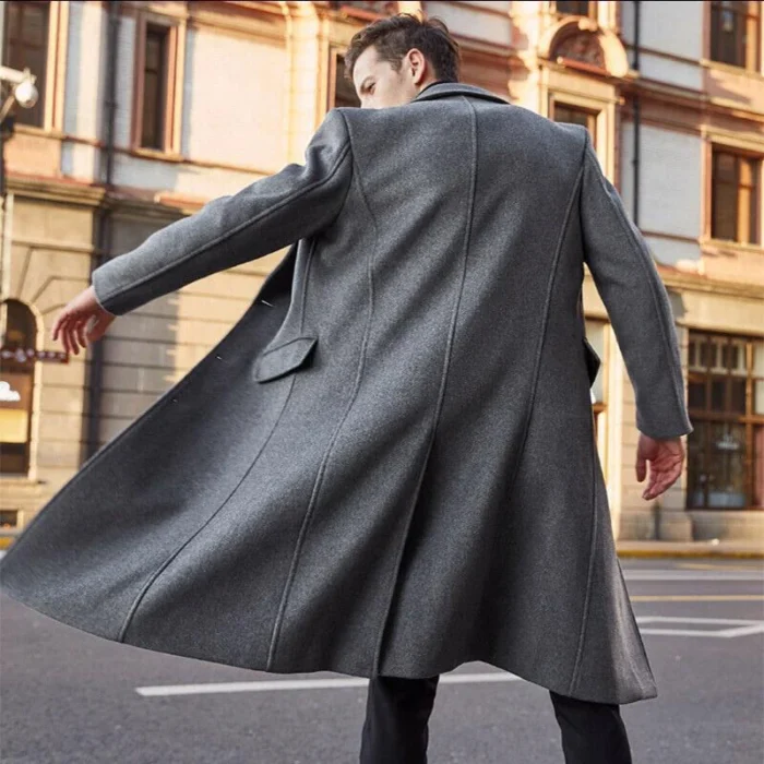 Plus Size Long Windbreaker Coat Slim Fit Double Breasted Lapel Casual Windbreaker Retro Fashion Slim Versatile 5