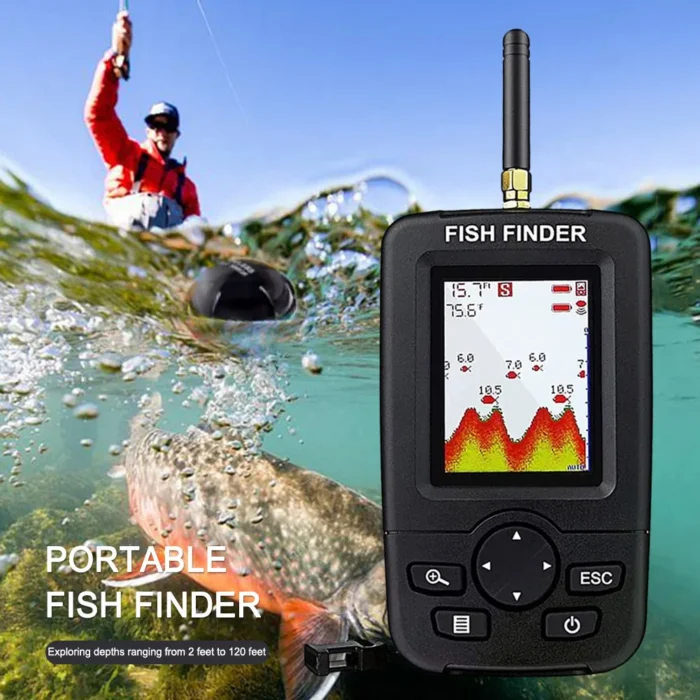 Sonar Kayak Transducer Depth Finder Portable Wireless Fishing Lure Echo Sounder Handheld 45m 147ft 125khz For 3