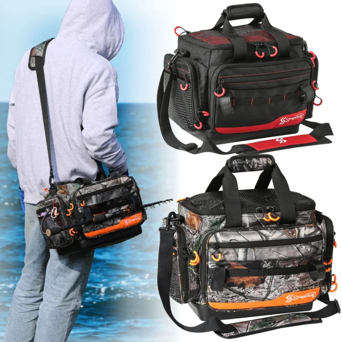 Sougayilang Fishing Tackle Bags Water Resistant Tray Bags Portable Fishing Organizer Shoulder Satchel Fishing Tools