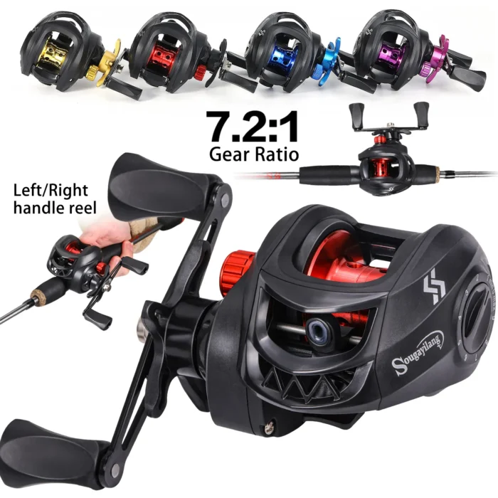 Sougayilang New Baitcasting Fishing Reel 7 2 1 High Speed Gear Ratio Max Drag 8kg Casting