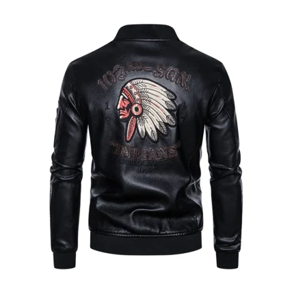 Spring And Autumn Leather Jacket Men S Casual Motorcycle Leather Jacket Indian Embroidery Biker Jacket M 1