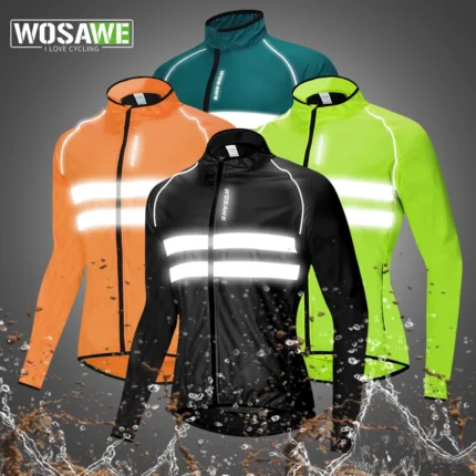 Wosawe Men Cycling Windbreaker Mtb Bicycle Long Sleeve Coat Water Resistant Outdoor Sport Jersey Bike Jacket