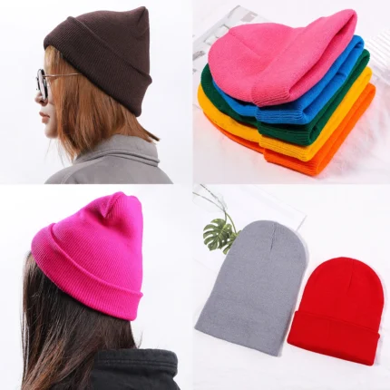 Winter Hats For Woman New Beanies Knitted Fluorescent Cute Hat Girls Autumn Female Beanie Caps Warmer 1