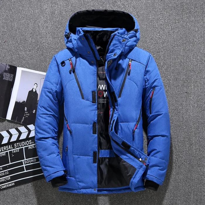 Winter Mens White Duck Down Jacket Warm Hooded Thick Slim Fit Puffer Jacket Coat Male Casual 2