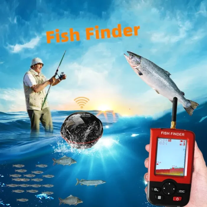 Wireless Fish Finder Echo Sounder Waterproof Fishfinder Sounder Sonar Sensor Depth Test Rechargeable Portable Water Fishing 3