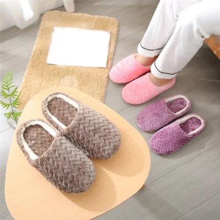 Women Winter Home Fur Slippers Cartoon Cat Non Slip Soft Warm House Indoor Bedroom Men Couples 1