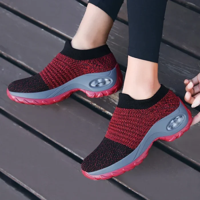 Women S Casual Sports Socks Sneakers Fashionable Thick Sole Air Cushion Elevated Sloping Heel Rocking Shoes 3