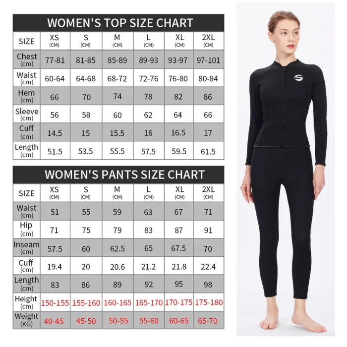 Women S Professional Diving Suit Cold Proof Warm 3mm Neoprene Top Pants Split Suit Ladies Thick 1