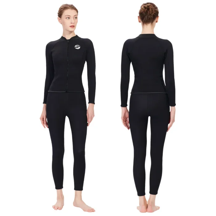 Women S Professional Diving Suit Cold Proof Warm 3mm Neoprene Top Pants Split Suit Ladies Thick