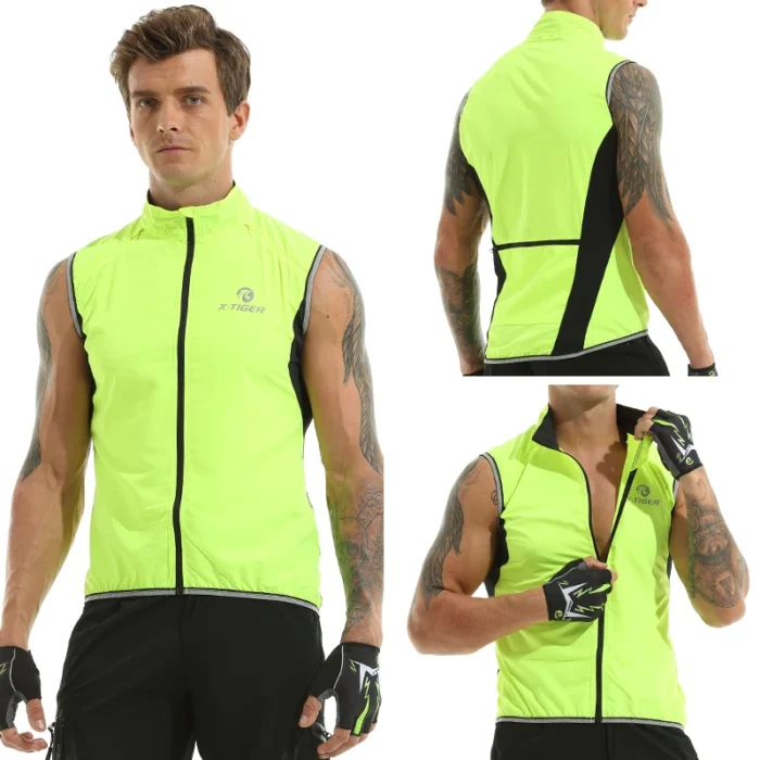 X Tiger Windproof Cycling Vest Rainproof Sleeveless Reflective Safety Vest Mtb Bike Jacket Outdoor Sport Quick 1