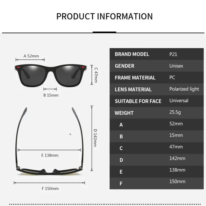 Zxwlyxgx Classic Polarized Sunglasses Men Women Brand Design Driving Square Frame Sun Glasses Male Goggle Uv400 2