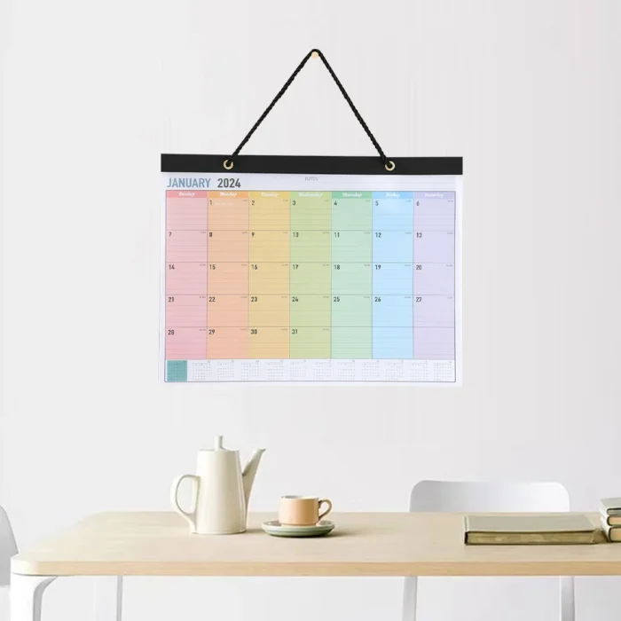 1 Pc 2024 Rainbow Monthly Wall Calendar Pvc Transparent Cover Perfect For Planning And Organizing Daily 1.webp