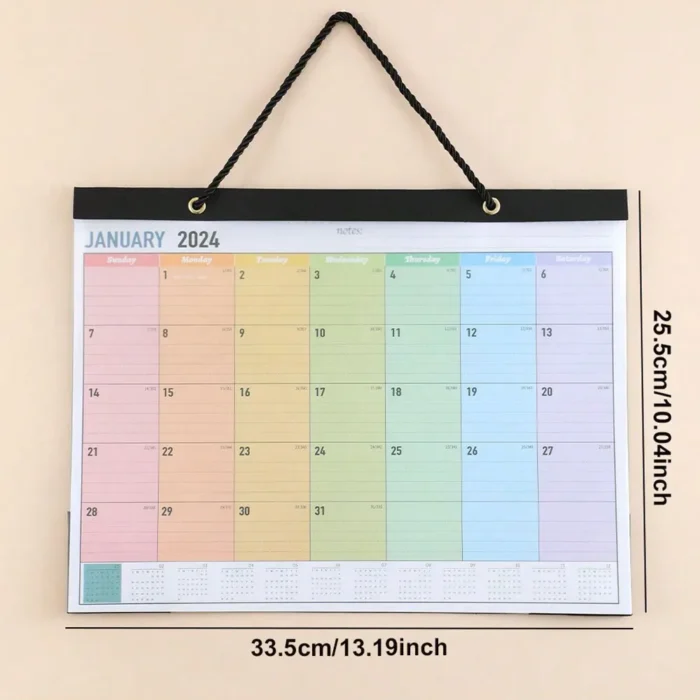 1 Pc 2024 Rainbow Monthly Wall Calendar Pvc Transparent Cover Perfect For Planning And Organizing Daily 5.webp