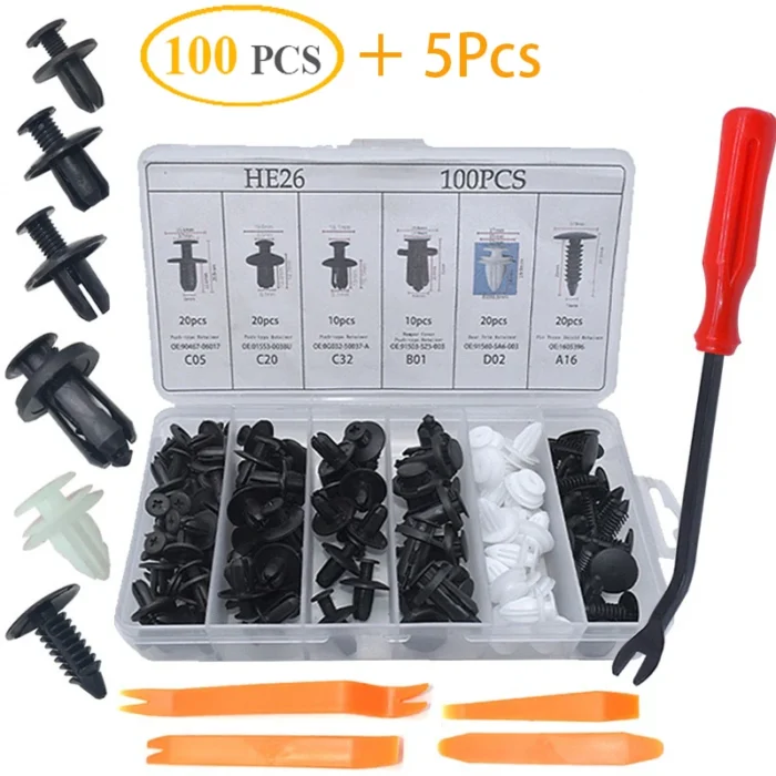 100pcs Mixed Car Plastic Clips Auto Fixing Door Closer Pin Removing Retainer Rivet Screws Disassembly Tools.webp