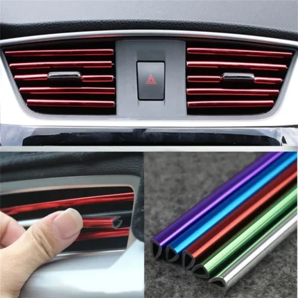 10pcs 20cm Car Air Conditioner Vent Outlet Trim Strip U Shape Pvc Colorful Shiny Car Trim 1.webp