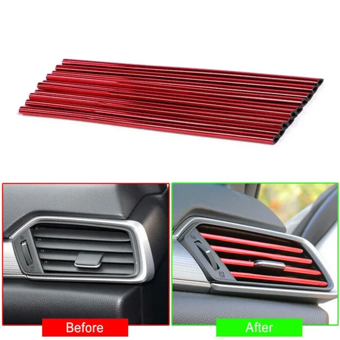 10pcs 20cm Car Air Conditioner Vent Outlet Trim Strip U Shape Pvc Colorful Shiny Car Trim 2.webp