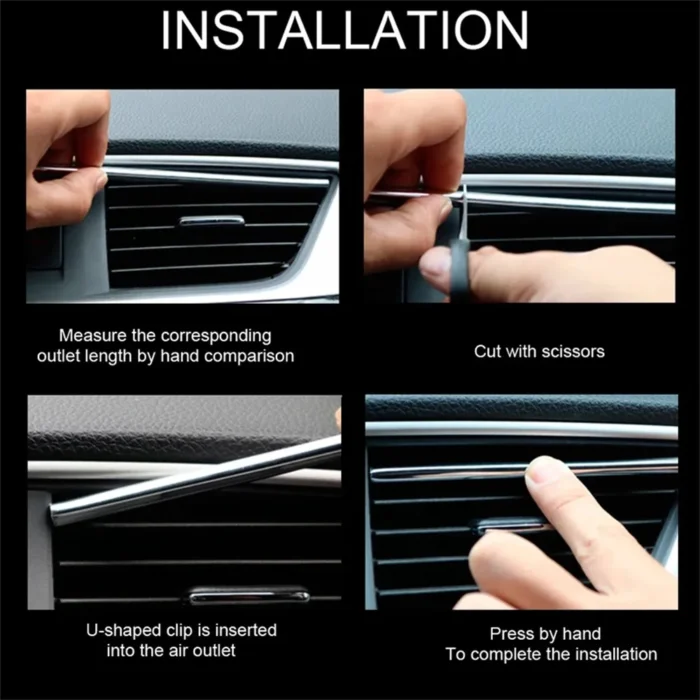10pcs 20cm Car Air Conditioner Vent Outlet Trim Strip U Shape Pvc Colorful Shiny Car Trim 3.webp