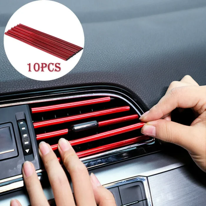 10pcs 20cm Car Air Conditioner Vent Outlet Trim Strip U Shape Pvc Colorful Shiny Car Trim.webp