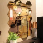 12pcs Hexagon Mirror Wall Stickers Acrylic Self Adhesive Gold Silver Black Tiles Decals Diy Household Decorative.webp