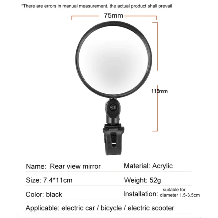 1pc Bicycle Rearview Mirror Electric Scooter Rear View Mirror For Xiaomi Scooter Back Mirror Rearview For 5.webp