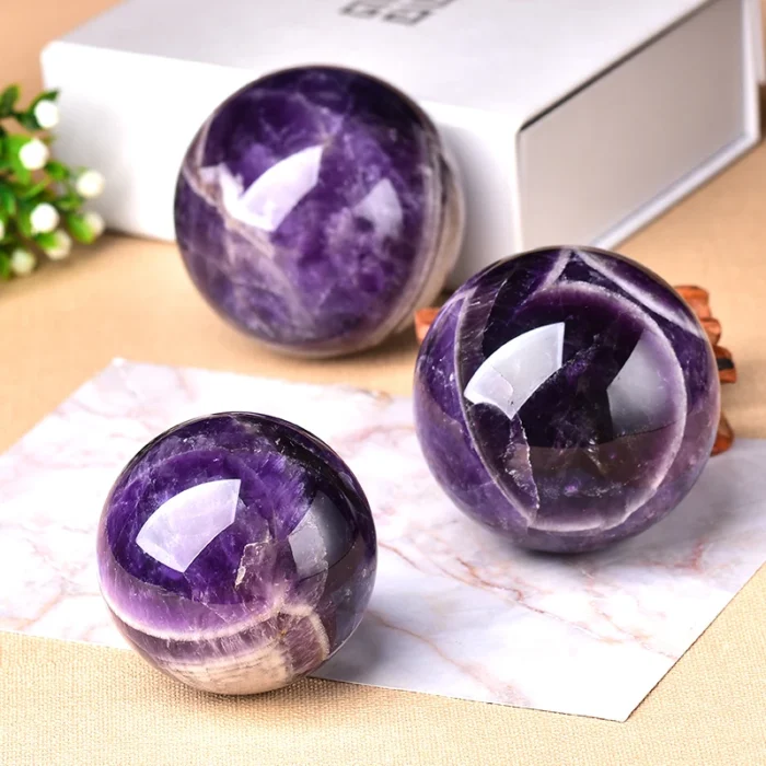 1pc Natural Dream Amethyst Ball Polished Globe Massaging Ball Reiki Healing Stone Home Decoration Exquisite Gifts 2.webp