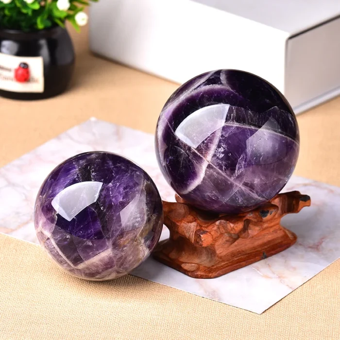 1pc Natural Dream Amethyst Ball Polished Globe Massaging Ball Reiki Healing Stone Home Decoration Exquisite Gifts 3.webp