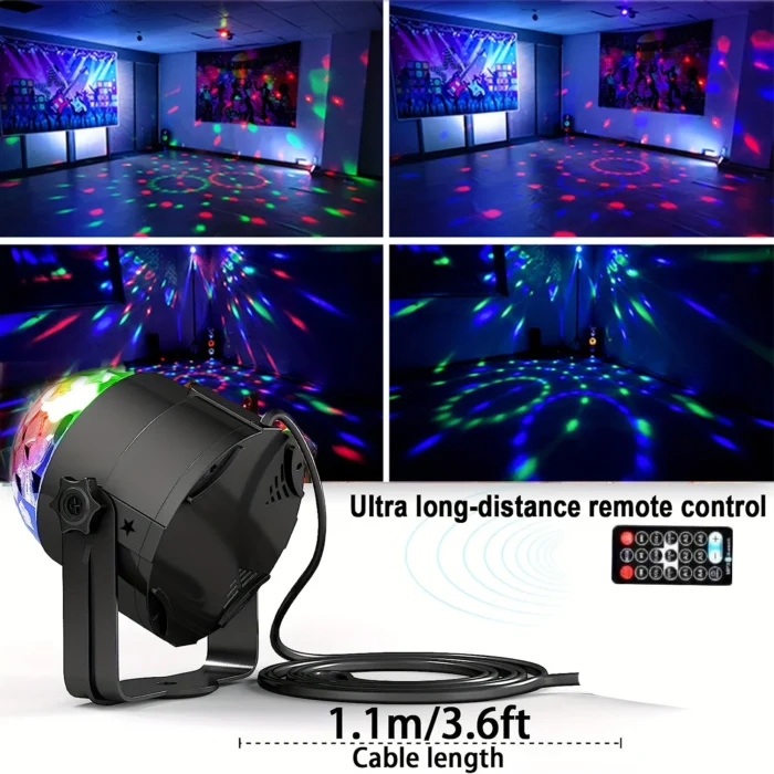 1pc Disco Ball Dj Night Lights Sound Activated Rgb Rotating Stage Strobe Lamp For Home Room 1