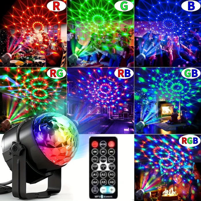 1pc Disco Ball Dj Night Lights Sound Activated Rgb Rotating Stage Strobe Lamp For Home Room