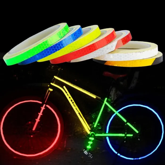 1cmx8m Bike Stickers Reflective Tape Fluorescent Mtb Bicycle Strips Cycling Tapes For Bicycle Helmet Motorcycle Scooter.webp