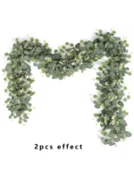 1pc Artificial Eucalyptus Leaves Greenery Garland Faux Plant Spring Vines With White Flowers Berries For Wedding 2