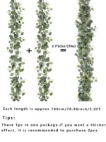 1pc Artificial Eucalyptus Leaves Greenery Garland Faux Plant Spring Vines With White Flowers Berries For Wedding 4