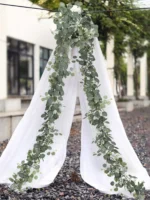 1pc Artificial Eucalyptus Leaves Greenery Garland Faux Plant Spring Vines With White Flowers Berries For Wedding 5