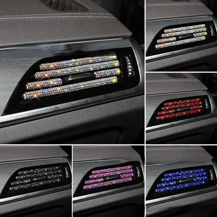 1pcs 20cm Diamond Car Air Conditioner Outlet Decorative Moldings U Shaped Trim Strips Car Accessories Air 3.webp