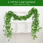 2 1m Artificial Plant Green Ivy Leaf Garland Silk Wall Hanging Vine Home Garden Decoration Wedding 2