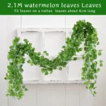 2 1m Artificial Plant Green Ivy Leaf Garland Silk Wall Hanging Vine Home Garden Decoration Wedding 3