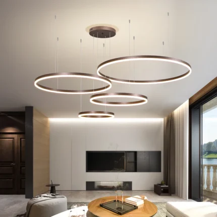 2023 Modern Led Chandelier Home Lighting Brushed Rings Ceiling Mounted Chandelier Lighting Hanging Lamp Gold And 1.webp