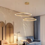 2023 Modern Led Chandelier Home Lighting Brushed Rings Ceiling Mounted Chandelier Lighting Hanging Lamp Gold And 5.webp