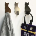 2pcs Cat Pattern Storage Holder Adhesive Hooks For Bathroom Kitchen Hanger Shelves Storage Organizers Gadgets Home 1