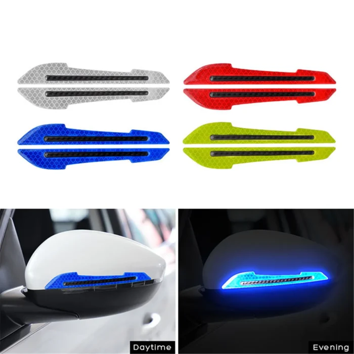 2pcs Reflective Car Stickers Rearview Mirror Protection Stickers Collision Protection Strips Universal Auto Exterior Accessories 3.webp