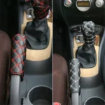 2pcs Set Faux Leather Hand Brake Shift Knob Cover Gear Case Car Interior Decor Shift Knob 2.webp