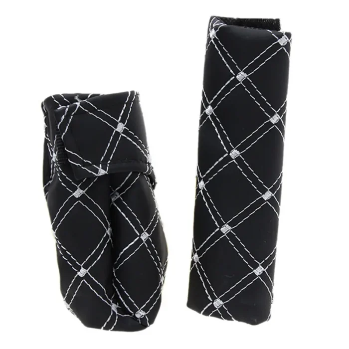 2pcs Set Faux Leather Hand Brake Shift Knob Cover Gear Case Car Interior Decor Shift Knob 5.webp