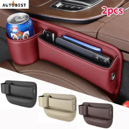 2pcs Car Seat Gap Storager Side Filler Box Universal Storage Leather Pocket Wallet Keys Cup Phone.webp