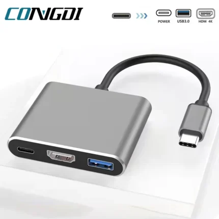 3 In 1 Usb Hub Usb C To Hdmi Compatible Splitter Hub Type C To Hdmi.webp