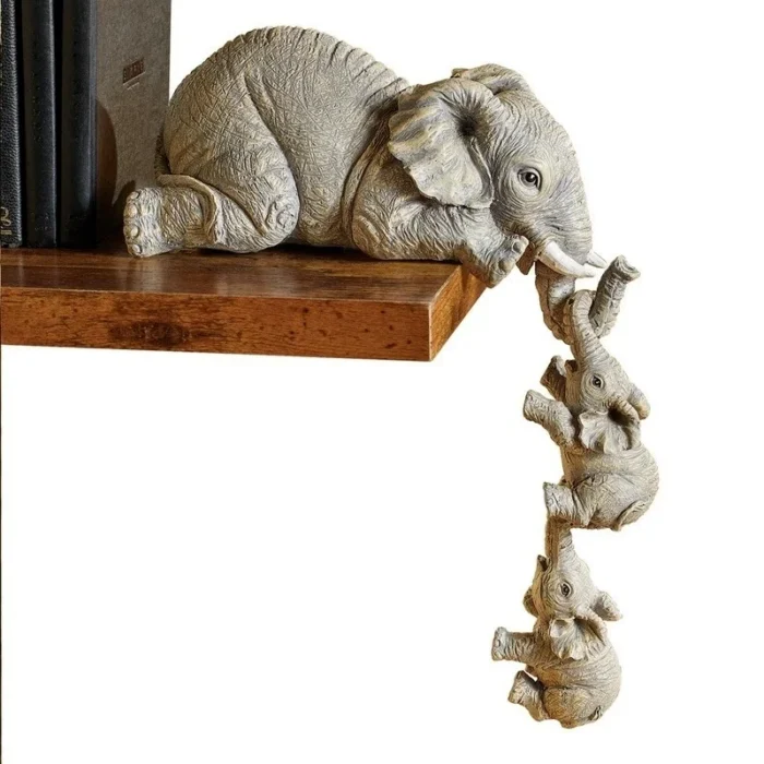 3pcs Set Cute Elephant Figurines Elephant Holding Baby Elephant Resin Crafts Home Furnishing Gift 3.webp