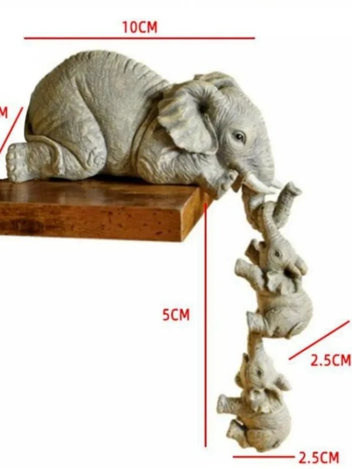 3pcs Set Cute Elephant Figurines Elephant Holding Baby Elephant Resin Crafts Home Furnishing Gift 5.webp