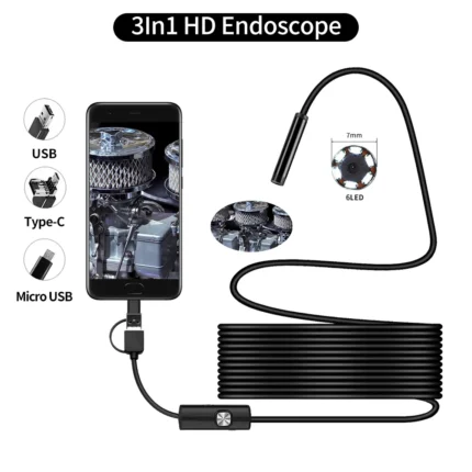 5 5mm Sewer Industrial Endoscope Piping Endoscopy Type C Flexible Snake Mini Camera 3 In 1.webp